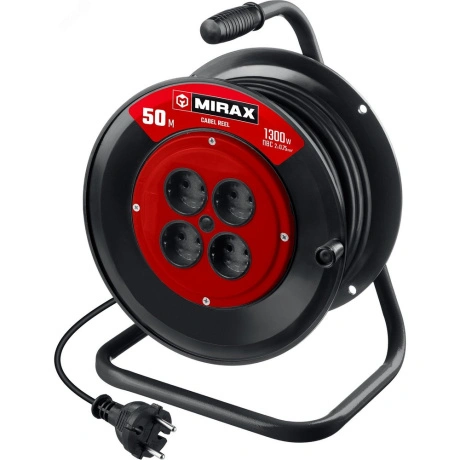 Удлинитель силовой на катушке MIRAX ПВС 55052-50, 1300 Вт, 2 ? 0...