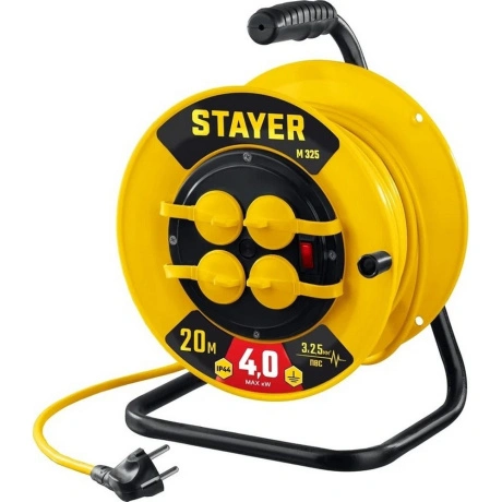 Силовой удлинитель на катушке Stayer М-325 IP44 55064-20, 4000 В...