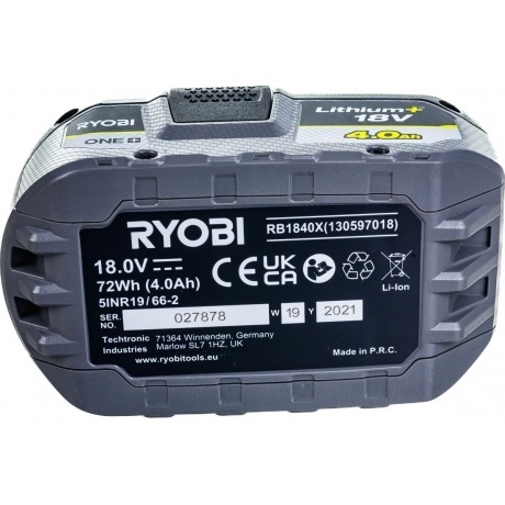 Аккумулятор 4.0Ач RB1840X 5133005053 Ryobi One+ - фото 5