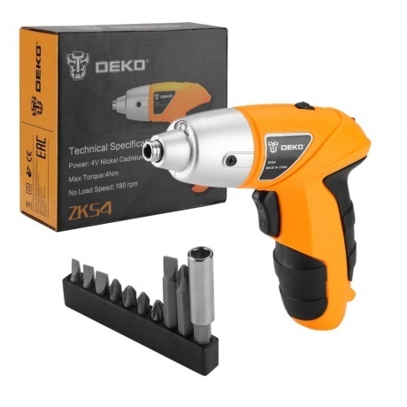 Аккумуляторная отвертка DEKO ZKS4, 4В, 0.6 Ач, з/у  с набором ос...