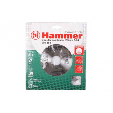 Диск пильный Hammer Flex 205-108 CSB WD  185мм*24*30/20/16мм по дереву - фото 2