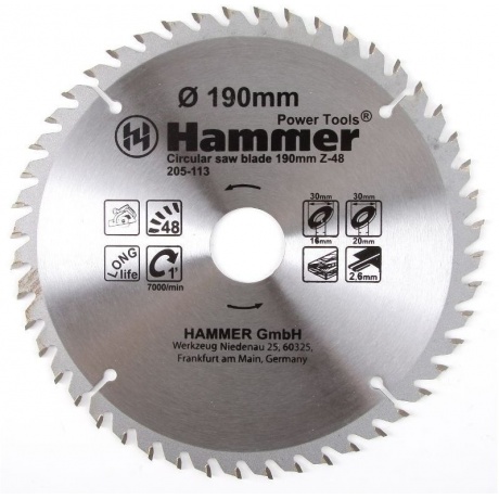 Диск пильный Hammer Flex 205-113 CSB WD  190мм*48*30/20/16мм по дереву - фото 2