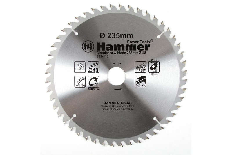 Диск пильный Hammer Flex 205-118 CSB WD  235мм*48*30/20мм по дереву - фото 1