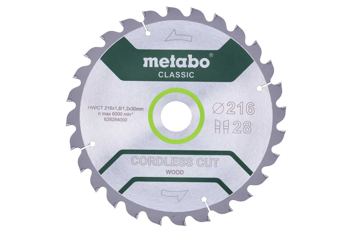 Диск пильный по дереву Metabo Cordless Cut Classic 216x30 628284000 - фото 1