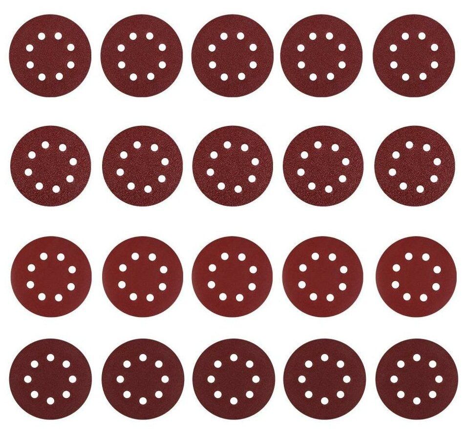 deko набор шлифовальных кругов sd150 125мм 065 0671 Набор шлифовальных кругов DEKO SD20-1 (P40, P80, P120, P240), 125мм, 20 шт