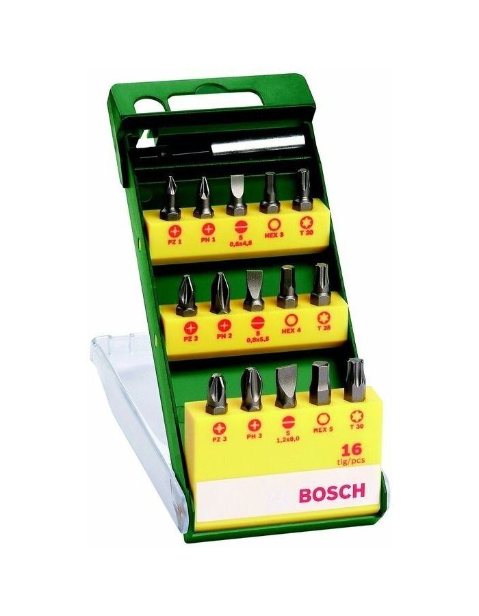 Набор бит Bosch Promoline (2607019453) универсал. (16пред.) для шуруповертов/дрелей набор бит bosch 2607019453 15 бит универ держатель promoline