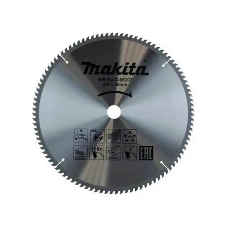 Диск пильный по алюм./дер./плас. Makita D-65707 d=355мм d(посад....