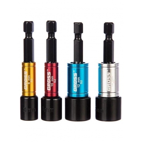 

Набор бит с торцевыми головками 8, 10, 12, 13 мм, магнит, Nut-Driver S2 Gross