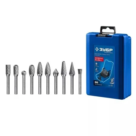 Набор борфрез твердосплавных ЗУБР 10 шт , хвостовик 6 мм, ПРОФЕС...