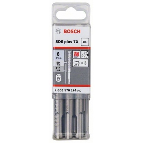 

Бур Bosch SDS Plus-7X 6x50x115мм (-10-) 2.608.576.174