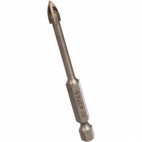 

Сверло по стеклу и кафелю ЗУБР 6 мм, 4х кромка, HEX 1/4, Профессионал (29845-06)