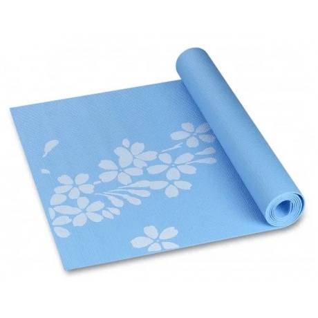 Коврик для йоги и фитнеса INDIGO PVC с рисунком Цветы, YG03P, Голубой, 173*61*0,3 см - фото 2