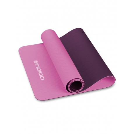 Коврик для йоги и фитнеса INDIGO TPE двусторонний, IN106, Розово-фиолетовый, 173*61*0,5 см - фото 3