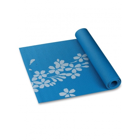 Коврик для йоги и фитнеса INDIGO PVC с рисунком Цветы, YG03P, Синий, 173*61*0,3 см - фото 2