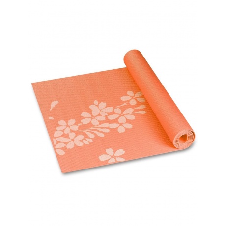 Коврик для йоги и фитнеса INDIGO PVC с рисунком Цветы, YG03P, Оранжевый, 173*61*0,3 см - фото 2