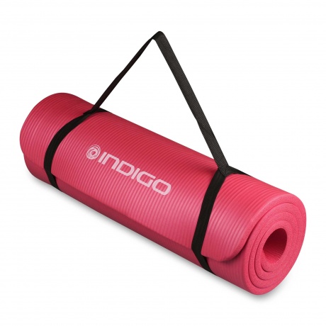 Коврик для йоги и фитнеса INDIGO NBR IN194 173*61*1,5 см Бордовый - фото 4