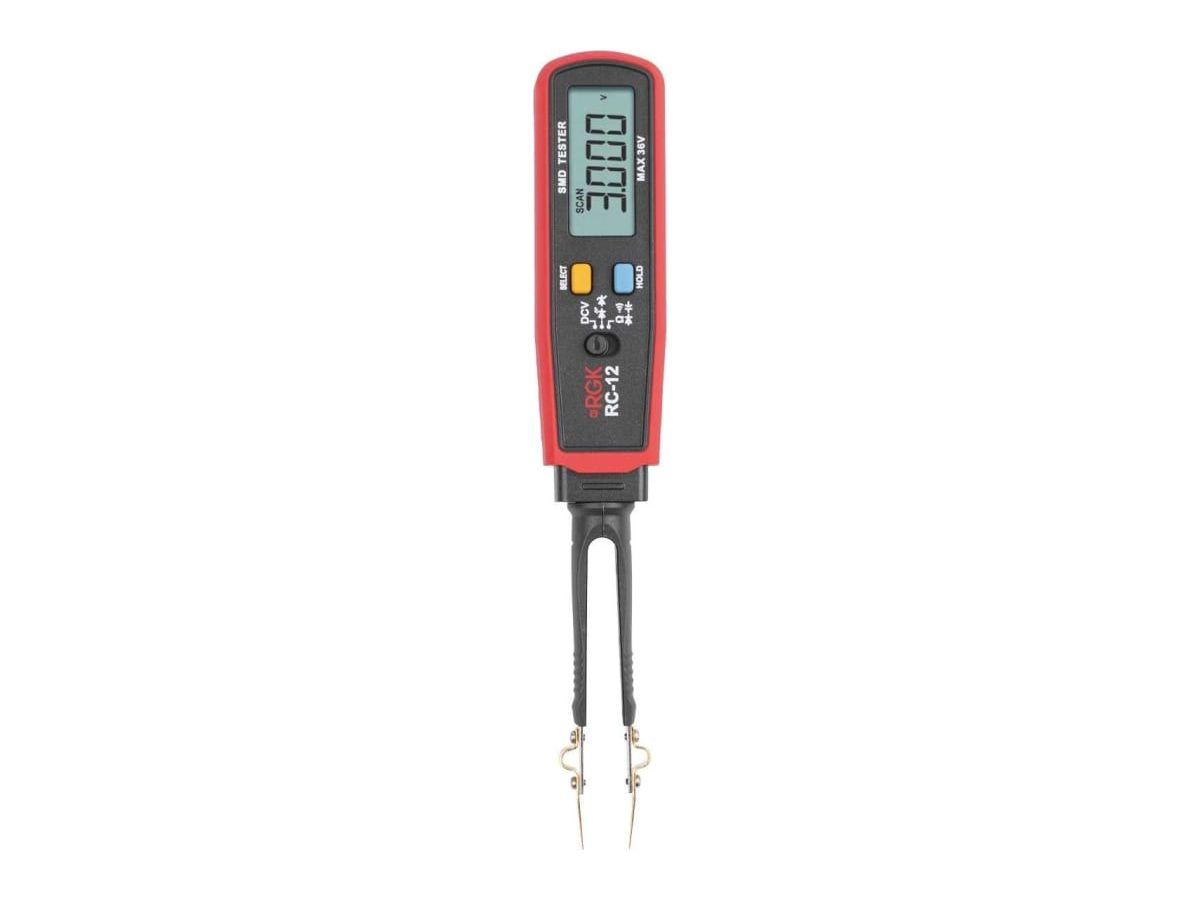 Тестер SMD компонентов RGK RC-12 зажим для проверки микросхем щуп мультиметра пинцет патч для проверки емкости индуктивности резистора конденсатора smd измеритель ручк