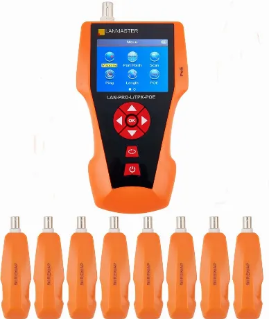 Тестер кабельный Lanmaster LAN-PRO-L/TPK-POE-8R оранжевый/черный
