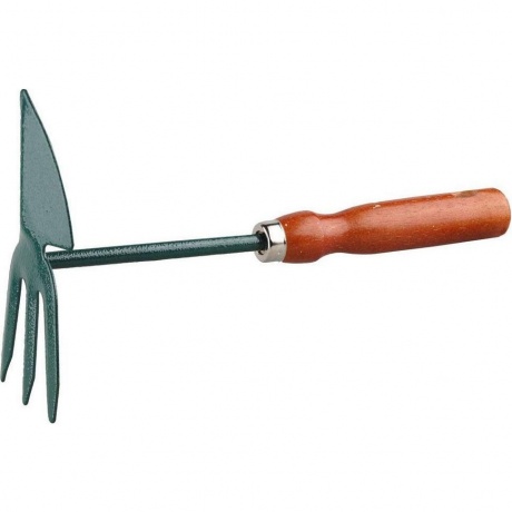 Мотыжка GRINDA сердцевидное лезвие 3 зубца из углеродистой стали с деревянной ручкой 250мм 398₽