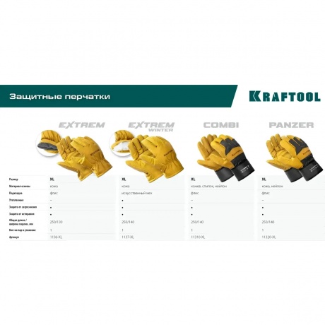 Перчатки KRAFTOOL EXTREM, XL (10) кожаные рабочие (1136-XL) - фото 18