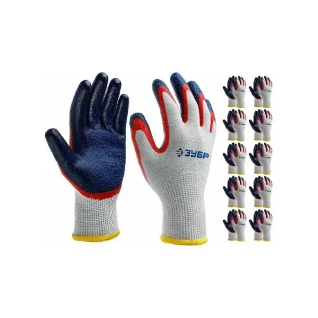 Перчатки ЗУБР ЗАХВАТ-2 L-XL, х/б с двойным текстурированным нитр...