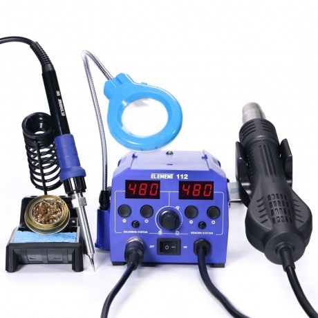 Станция паяльная ELEMENT 112 (фен + паяльник) - фото 3