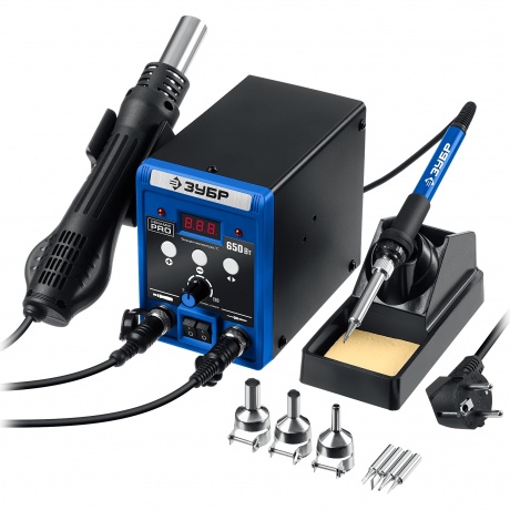 Паяльная станция ремонтная ЗУБР ПСР-650 100 - 500С 650 Вт 2 в 1 Профессионал 55427 6293₽