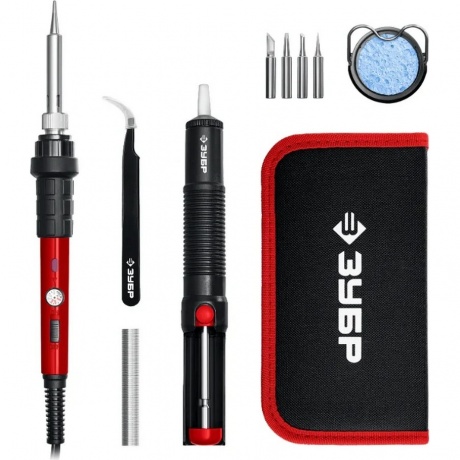 Мини-паяльная станция в сумке-чехле ЗУБР ПСМ-60 11-в-1 220 - 480C 60 Вт 55337 1886₽