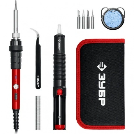 Мини-паяльная станция в сумке-чехле ЗУБР ПСМ-60, 11-в-1, 220 - 4...