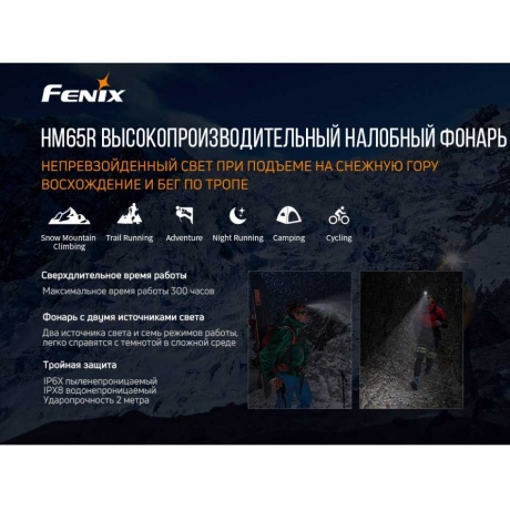 Фонарь светодиодный налобный Fenix HM65R, 1400 лм, аккумулятор - фото 7