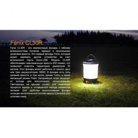 Фонарь светодиодный Fenix CL30R черный, 650 лм, аккумулятор - фото 3