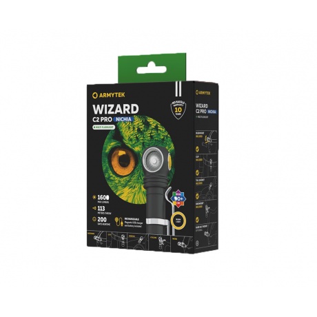 Мультифонарь светодиодный Armytek Wizard C2 Pro Nichia Magnet Usb, 1600 лм, холодный свет, аккум. - фото 6