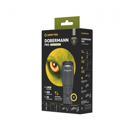 Фонарь светодиодный Armytek Dobermann Pro Magnet USB, 1400 лм, теплый свет, аккумулятор - фото 1