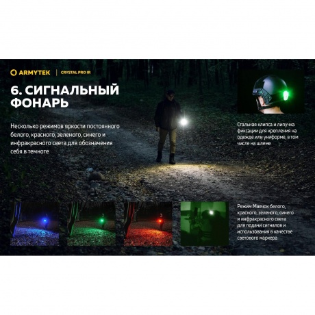 Мультифонарь светодиодный Armytek Crystal Pro IR, 200  лм, серый - фото 22