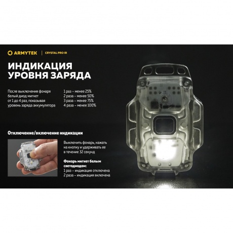 Мультифонарь светодиодный Armytek Crystal Pro IR, 200  лм, серый - фото 34