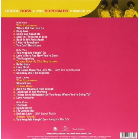 Diana Ross and The Supremes, No 1S (0600753576724) виниловая пластинка - фото 2