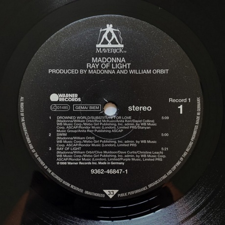 Madonna - Ray Of Light (0093624684718) виниловая пластинка - фото 20