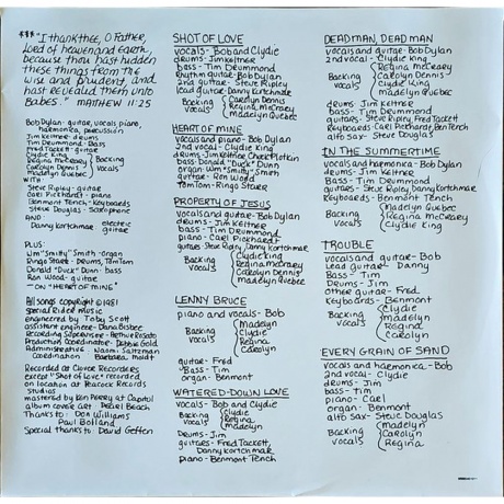 Bob Dylan - Shot Of Love (0889854510114) виниловая пластинка - фото 6