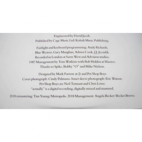 Pet Shop Boys - Actually (0190295832612) виниловая пластинка - фото 8