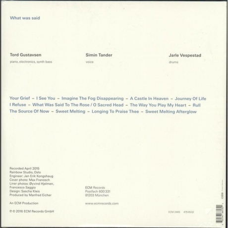 Tord Gustavsen - What Was Said (0602547665324) виниловая пластинка - фото 2