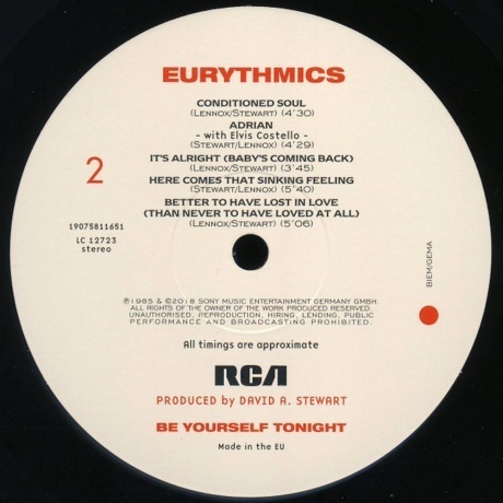 Eurythmics, Be Yourself Tonight (0190758116518) виниловая пластинка - фото 6