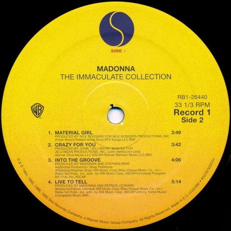 Madonna, Immaculate Collection (0603497859344) виниловая пластинка - фото 6