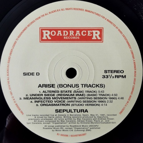 Sepultura - Arise (0603497862887) виниловая пластинка - фото 8
