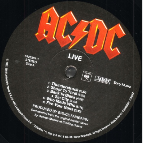 Виниловая пластинка AC/DC, Live (barcode 5099751283614) - фото 11