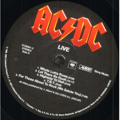 Виниловая пластинка AC/DC, Live (barcode 5099751283614) - фото 13