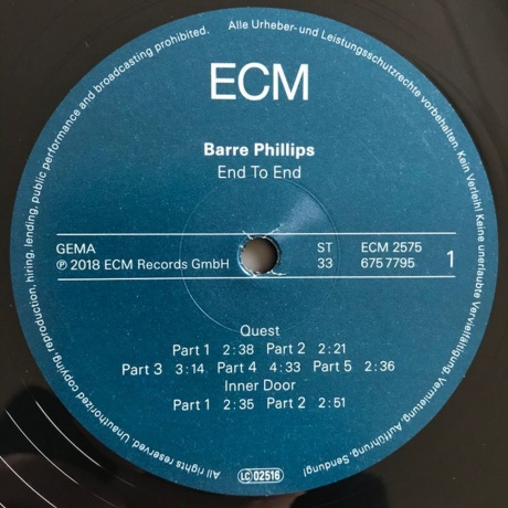 Barre Phillips - End To End (0602567577959) виниловая пластинка - фото 3