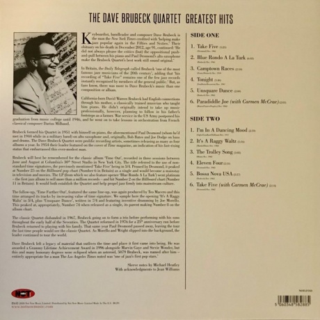 Brubeck, Dave / Quartet, Greatest Hits (5060348582885) виниловая пластинка - фото 2