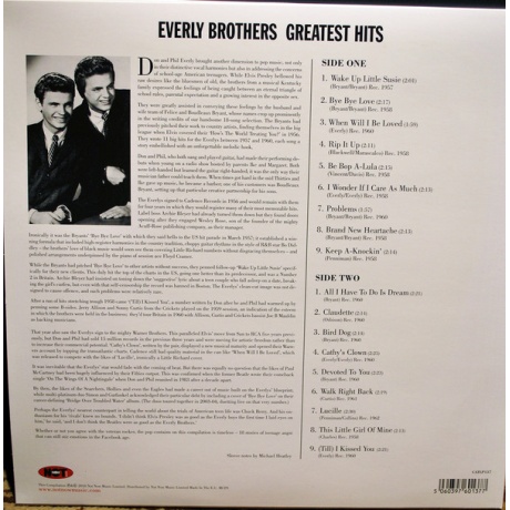 Виниловая пластинка Everly Brothers, Greatest Hits (barcode 5060397601377) - фото 2