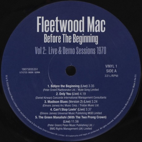 Виниловая пластинка Fleetwood Mac, Before The Beginning 1968-1970 Vol. 2 (barcode 0190759353516) - фото 21