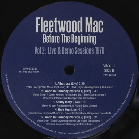 Виниловая пластинка Fleetwood Mac, Before The Beginning 1968-1970 Vol. 2 (barcode 0190759353516) - фото 22
